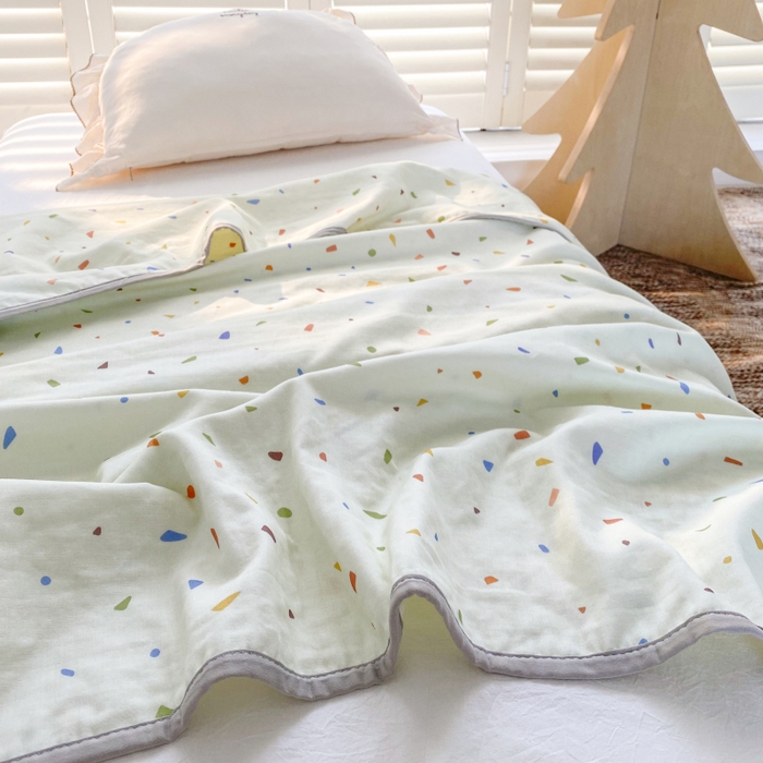 91家纺网 家纺一手货源 找家纺 （总）潮邦 2025新款全棉双层纱多功能盖毯