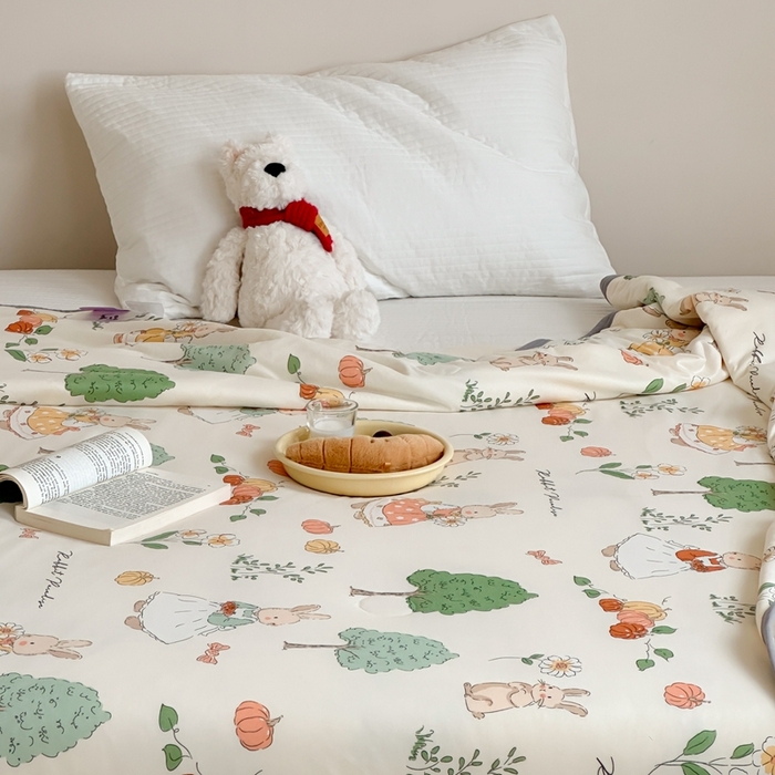 91家纺网 家纺一手货源 找家纺 觅糖家纺 2025新款软糯针织云柔大豆夏被 春天里