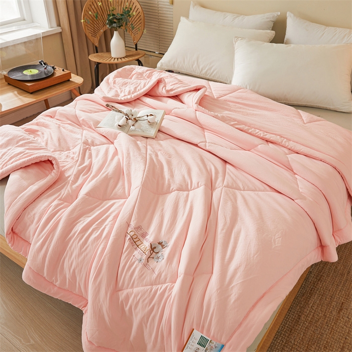 91家纺网 家纺一手货源 找家纺 西域种棉人·千百笠 2025新款A类100%新疆棉花夏凉被纯棉全棉填充毛巾绣绣花纯色双拼原棉空调被夏被 贵族玉