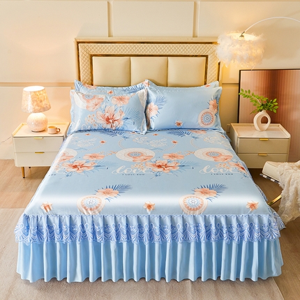 91家纺网 家纺一手货源 找家纺 （总）艾裙海 2025新款冰丝凉席三件套系列-床裙款