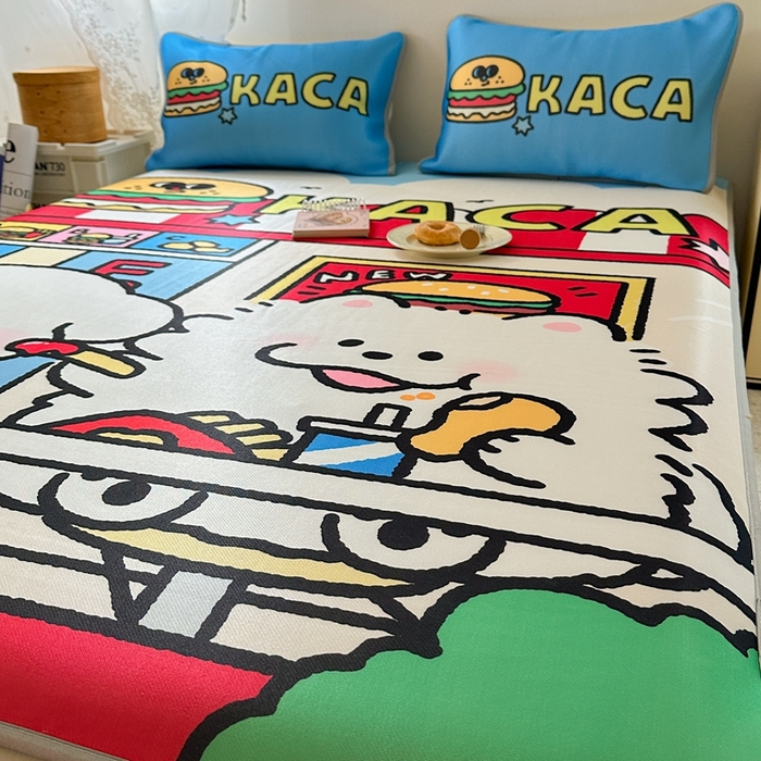 91家纺网 家纺一手货源 找家纺 美乐迪家纺 2025新款碳光凉感冰丝席 汉堡伙伴