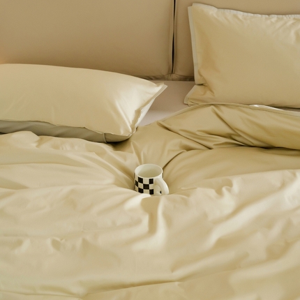 2025新款长绒棉缺角工艺单品系列单被套 白茶奶黄