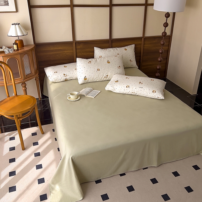 91家纺网 家纺一手货源 找家纺 优品阁  2025新款A类全棉有氧双层纱四件套 彩星汪汪