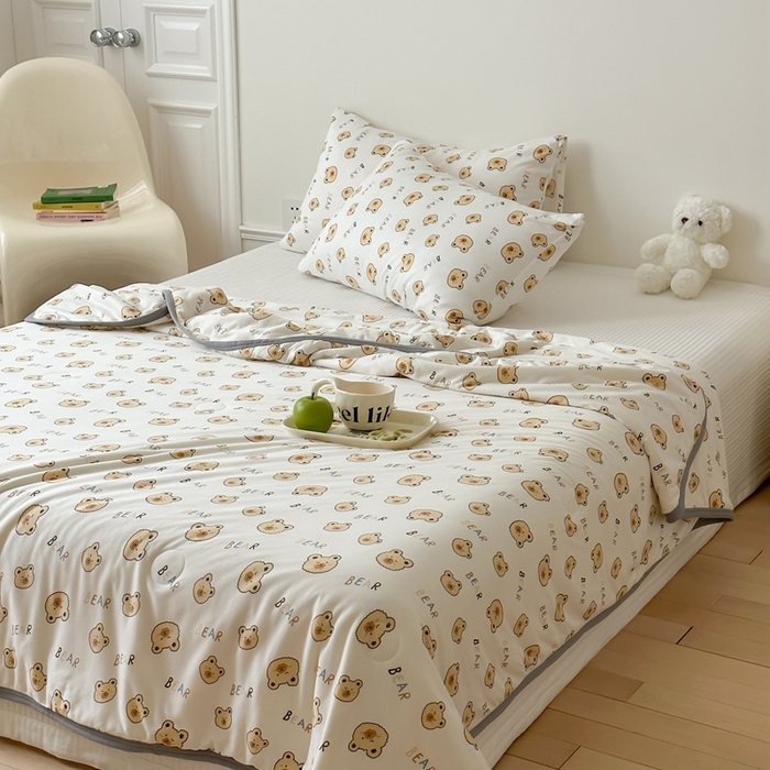 91家纺网 家纺一手货源 找家纺 觅糖家纺 2025新款软糯针织云柔大豆夏被 小白熊