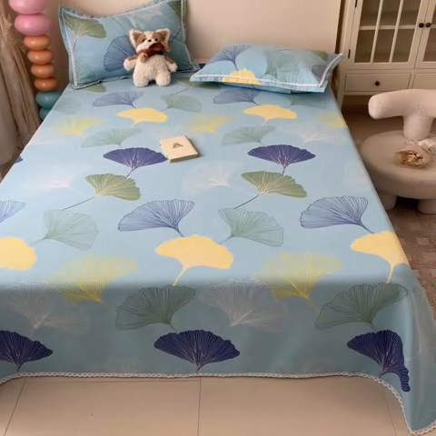 91家纺网 家纺一手货源 找家纺 新印象  2025新款花边老粗布床单款床笠款三件套秋意