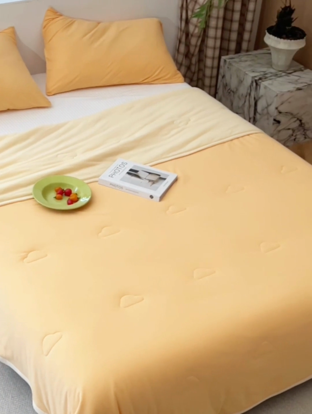 91家纺网 家纺一手货源 找家纺 安莱生活 2025新款全棉纯棉云感针织棉双拼夏被夏凉被空调被 奶油橘双拼