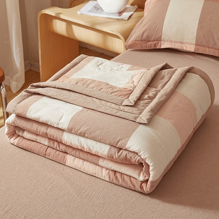 91家纺网 家纺一手货源 找家纺 西域种棉人·千百笠 2025新款A类100%新疆棉花夏凉被纯棉全棉填充原棉空调被手工宽边水洗棉夏被 卡其大格