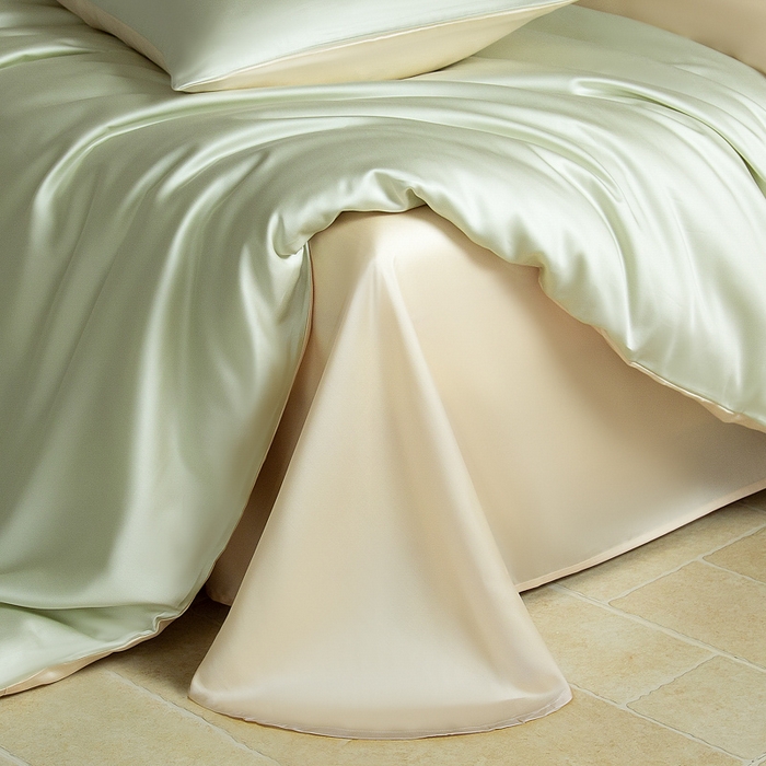 91家纺网 家纺一手货源 找家纺 云栖家居 202560支兰精天丝纯拼色四件套 浅绿香槟