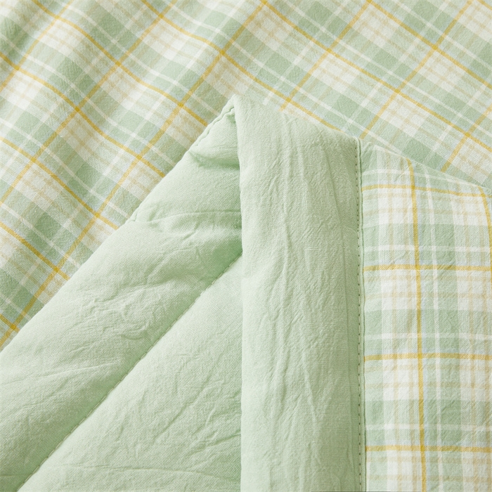 91家纺网 家纺一手货源 找家纺 2025新款A类里外全棉夏凉被100%新疆棉纯棉全棉填充无印格子款空调被原棉夏被 里外全棉-彩绿格