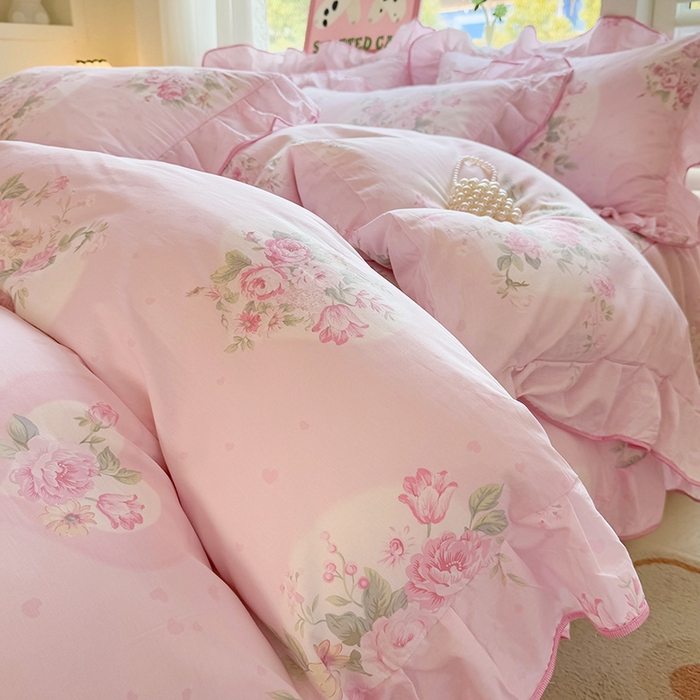 91家纺网 家纺一手货源 找家纺 宜凡家纺 2025新款全棉蕾丝花边床裙三件套 弥花集