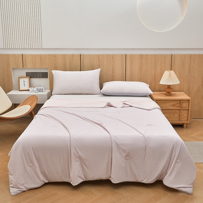 91家纺网 家纺一手货源 找家纺 金喜 2025新款A类高克重冰丝夏被云母凉感夏凉被子（10%氨纶） 云母粉