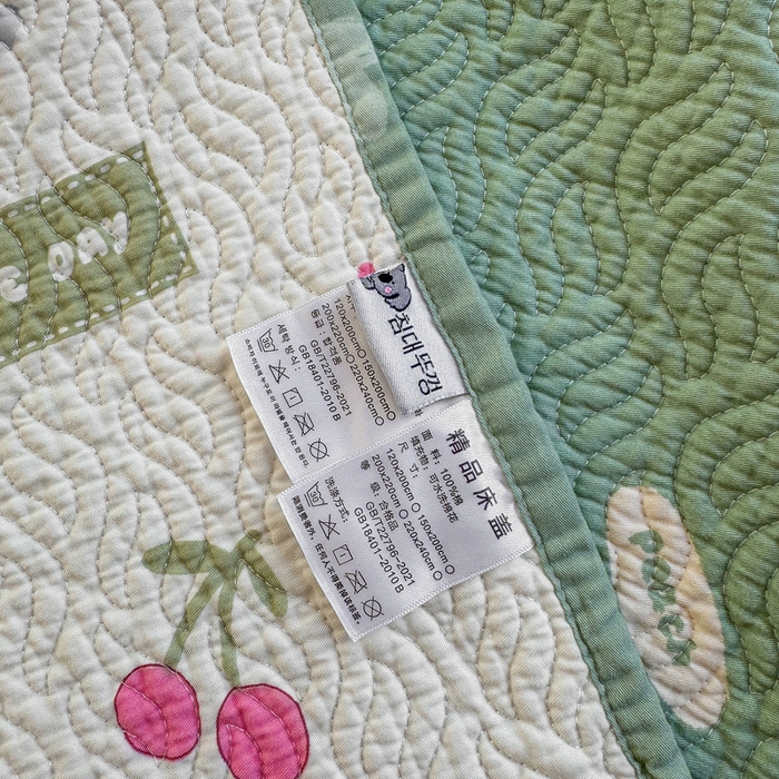 91家纺网 家纺一手货源 找家纺 宜梦家居【需要买家秀请联系老板】 2025新款双面纯棉夹层新疆棉花高温砂洗全棉床盖 美味樱桃