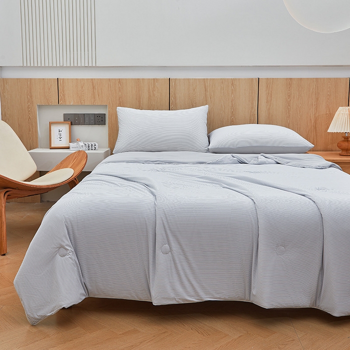 91家纺网 家纺一手货源 找家纺 金喜 2025新款A类高克重冰丝夏被云母凉感夏凉被子（10%氨纶） 云母灰