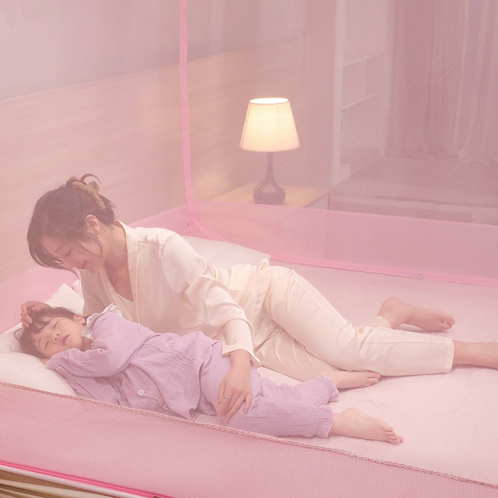 91家纺网 家纺一手货源 找家纺 （总）夏彩 2025新款U型三开门外穿坐床蚊帐系列-货号88538/88539