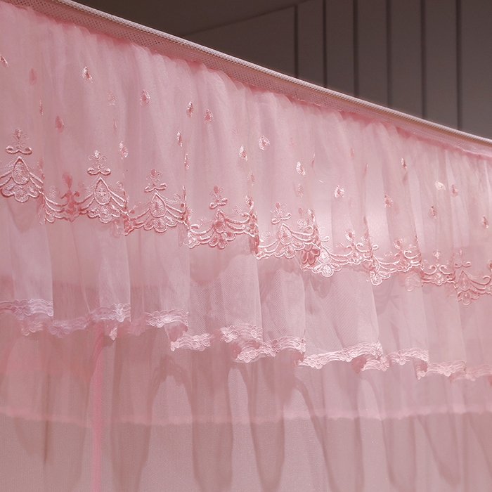 91家纺网 家纺一手货源 找家纺 夏彩 2025新款U型三开门外穿坐床蚊帐系列-货号88538/88539 88539粉色