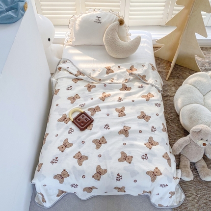 91家纺网 家纺一手货源 找家纺 潮邦 2025新款全棉双层纱多功能盖毯 秋之花