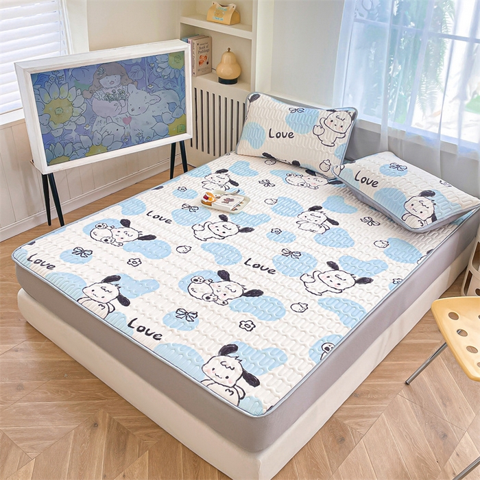 91家纺网 家纺一手货源 找家纺 布卢姆床垫 2025新款5mmA类乳胶凉席床笠套件夏被组合 调皮小狗