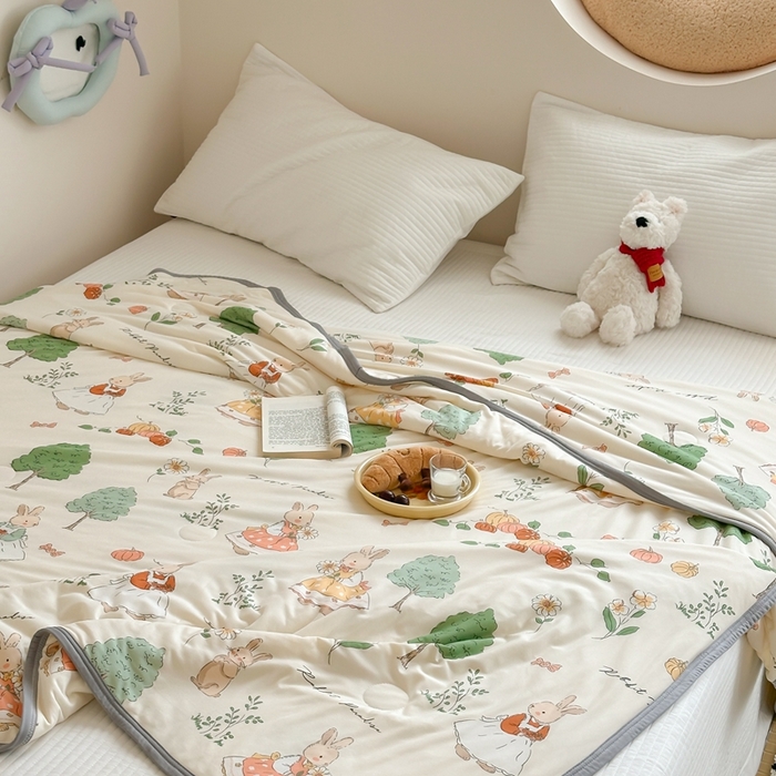 91家纺网 家纺一手货源 找家纺 觅糖家纺 2025新款软糯针织云柔大豆夏被 春天里