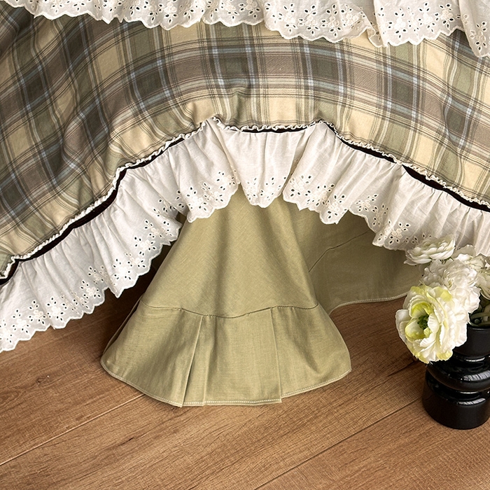 91家纺网 家纺一手货源 找家纺 蓝邻家纺 2025春夏新款全棉纯棉复古双层纱花边织带款四件套 布里奥