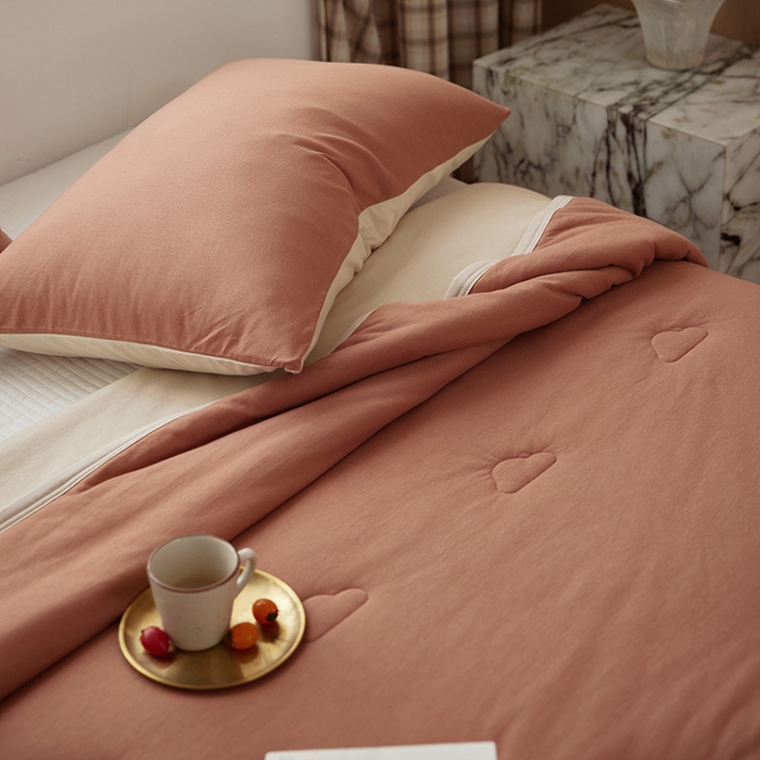 91家纺网 家纺一手货源 找家纺 安莱生活 2025新款全棉纯棉云感针织棉双拼夏被夏凉被空调被 慕斯双拼