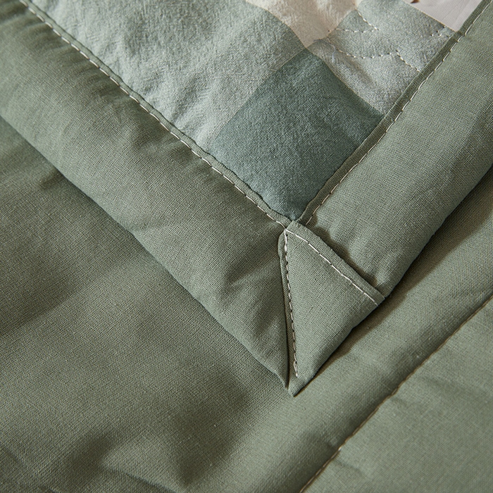 91家纺网 家纺一手货源 找家纺 西域种棉人·千百笠 2025新款A类100%新疆棉花夏凉被纯棉全棉填充原棉空调被手工宽边水洗棉夏被 绿中格