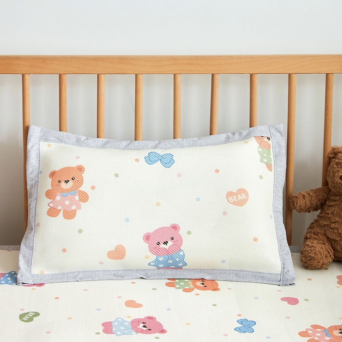 91家纺网 家纺一手货源 找家纺 嗨生活 2025新款A类儿童冰藤枕套 幼儿园枕套 儿童枕套 开心小熊