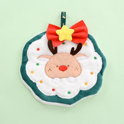 91家纺网 家纺一手货源 找家纺 （总）彩虹毛巾 2025新款珊瑚绒卡通可挂式加厚吸水不掉毛可爱小毛巾厨房洗手间挂巾便携式懒人擦手布-圣诞系列