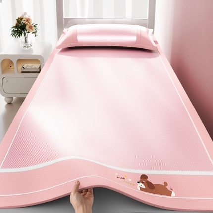 川悦生活 2025新款纯色凉感冰丝席-小床 帕帕狗仔-银粉