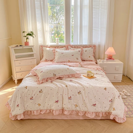 91家纺网 家纺一手货源 找家纺 欧尚 2025新款ins风夏被四件套 木马