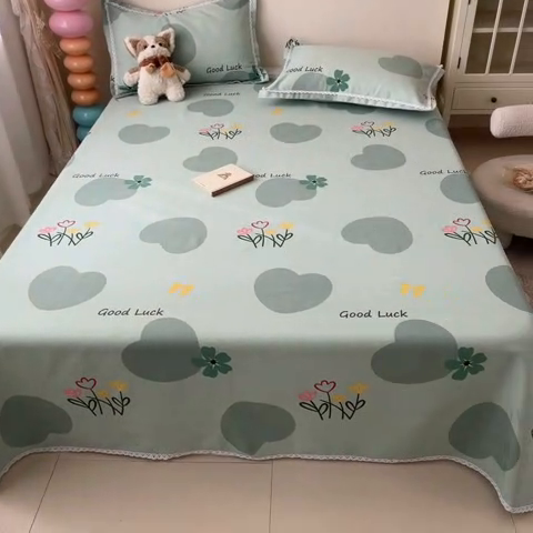 91家纺网 家纺一手货源 找家纺 新印象  2025新款花边老粗布床单款床笠款三件套怦然心动