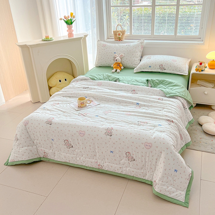 91家纺网 家纺一手货源 找家纺 西域种棉人·千百笠 2025新款A类新疆棉花夏凉被加宽包边水洗棉卡通印花吸湿透气棉花夏被空调被 凌香 招财猫