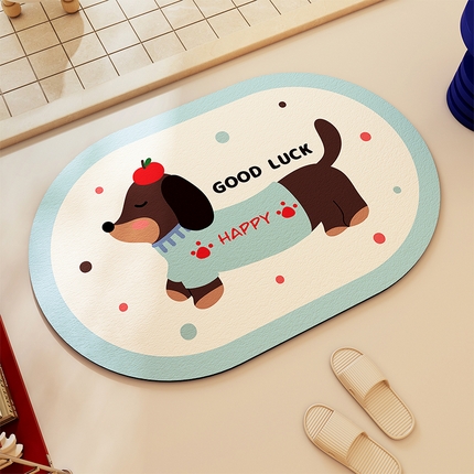 卡初家居（原微来）2025新款双面防滑浴室硅藻泥地垫-小狗 G-657【樱桃小狗】