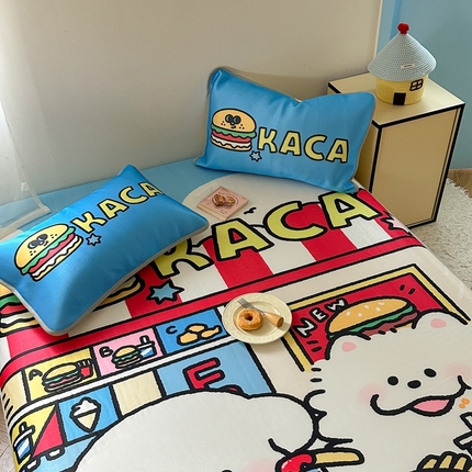 91家纺网 家纺一手货源 找家纺 美乐迪家纺 2025新款碳光凉感冰丝席 汉堡伙伴