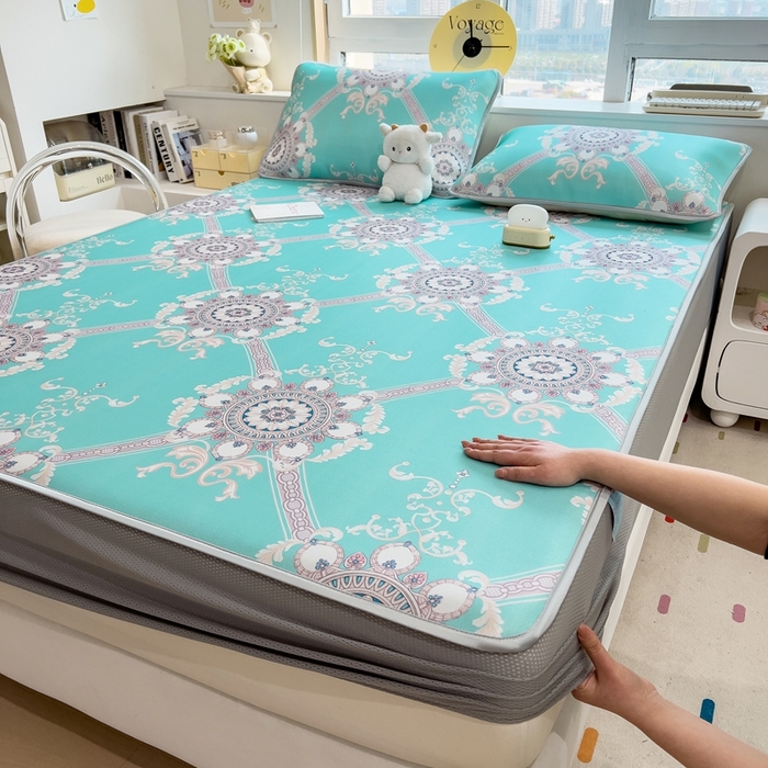 91家纺网 家纺一手货源 找家纺 （总）斯尔顿 2025新款炭光冰丝凉席-床笠款