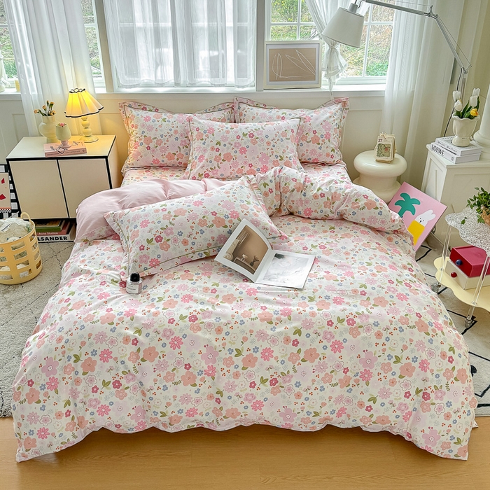 91家纺网 家纺一手货源 找家纺 红粉佳人家纺 2025春夏新款A类全棉纯棉12868纯棉单被套 倾心之恋