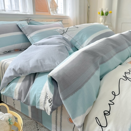 91家纺网 家纺一手货源 找家纺 红粉佳人家纺 2025春夏新款A类全棉纯棉12868纯棉单被套 心悦