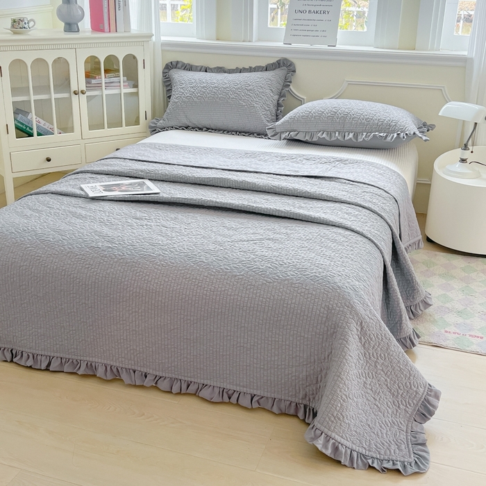 91家纺网 家纺一手货源 找家纺 乐卧家居 2026新款春夏轻氧自然系韩式透气薄款夏被空调被子-曼尼 曼尼-灰色