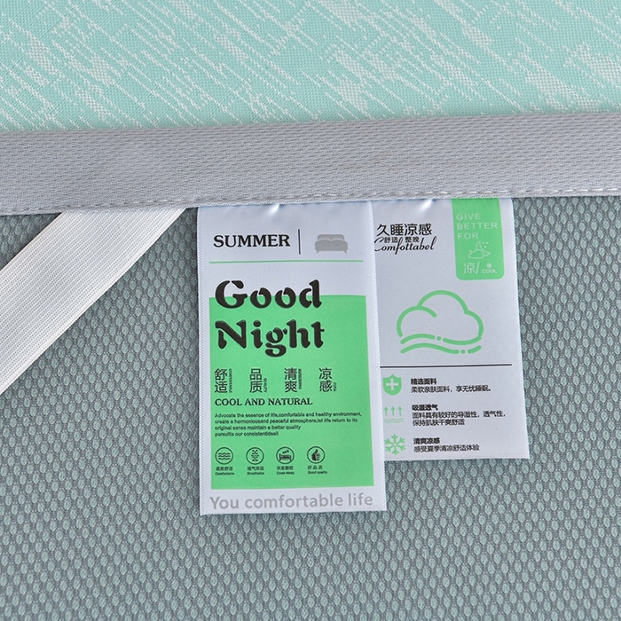 91家纺网 家纺一手货源 找家纺 芯诗曼家纺 2025新款三明治凉感丝提花冰丝席凉席 莫兰-绿床席款