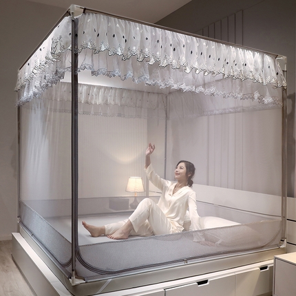 夏彩 2025新款U型三开门外穿坐床蚊帐系列-货号88538/88539 88539绅士灰