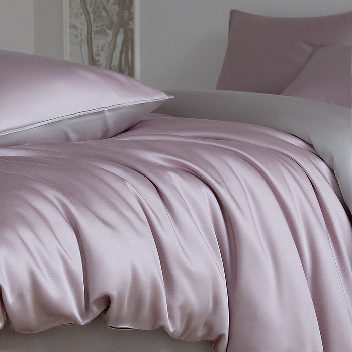 91家纺网 家纺一手货源 找家纺 云栖家居 202560支兰精天丝纯拼色四件套 紫灰银灰