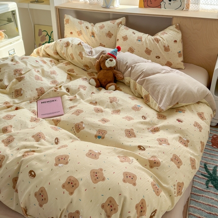 （总）冕悠家纺 2025新款A类高克重糯叽叽超柔糯水洗棉印花四件套