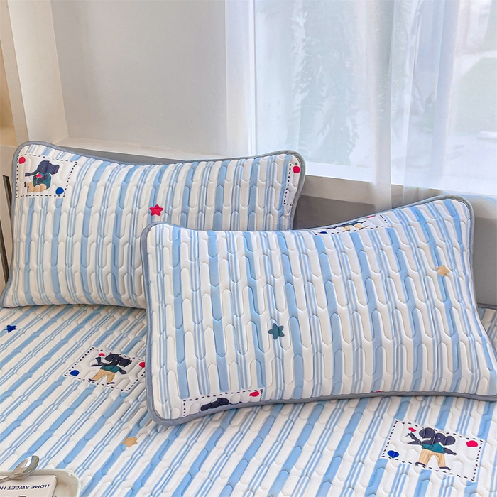 91家纺网 家纺一手货源 找家纺 布卢姆床垫 2025新款5mmA类乳胶凉席床笠套件夏被组合 条纹象