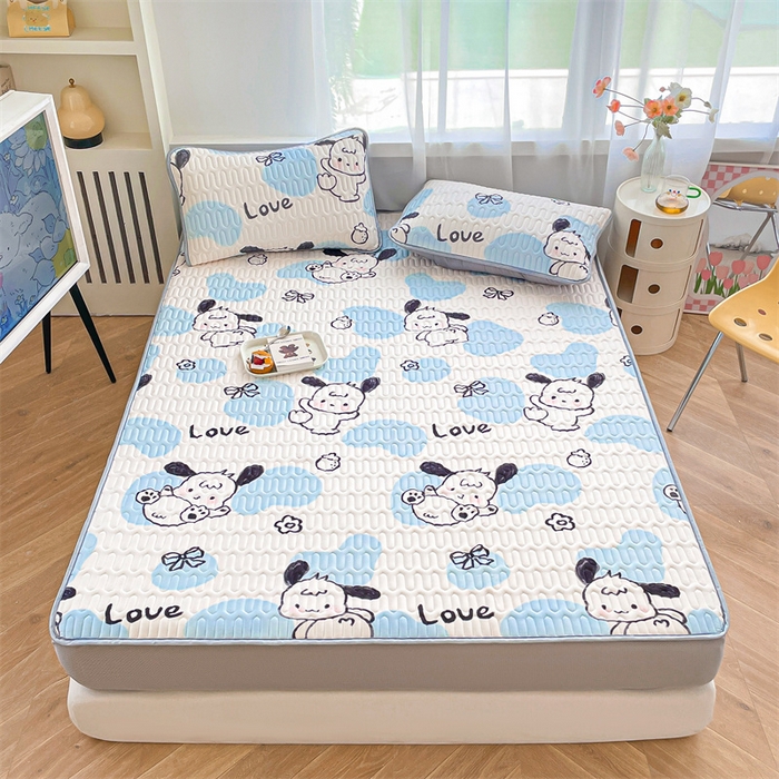 91家纺网 家纺一手货源 找家纺 布卢姆床垫 2025新款5mmA类乳胶凉席床笠套件夏被组合 调皮小狗