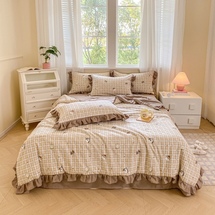 91家纺网 家纺一手货源 找家纺 欧尚 2025新款ins风夏被四件套 乐趣狗