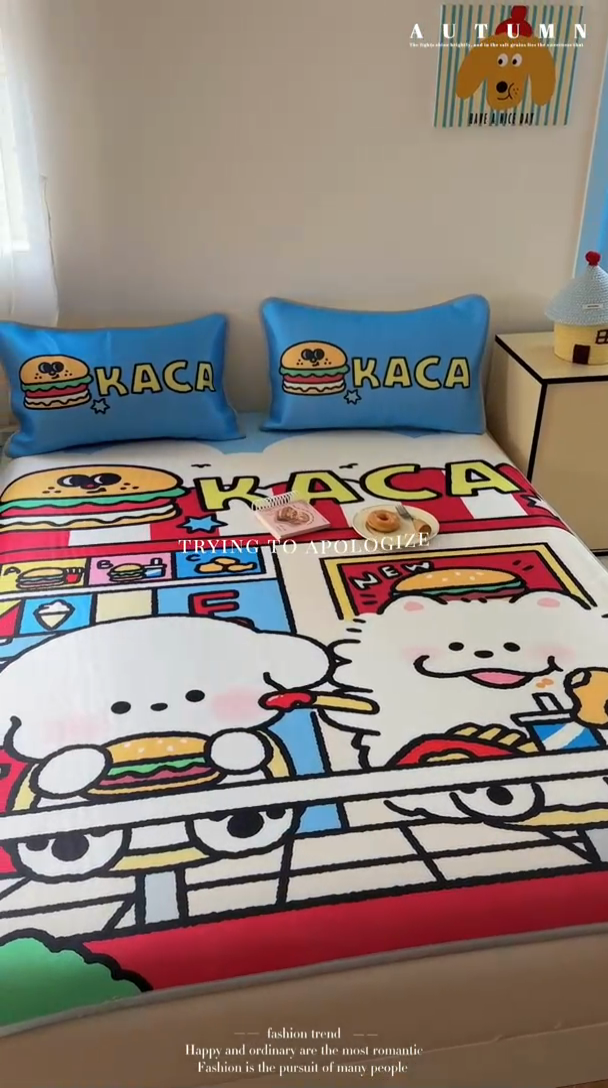 91家纺网 家纺一手货源 找家纺 美乐迪家纺 2025新款碳光凉感冰丝席 汉堡伙伴