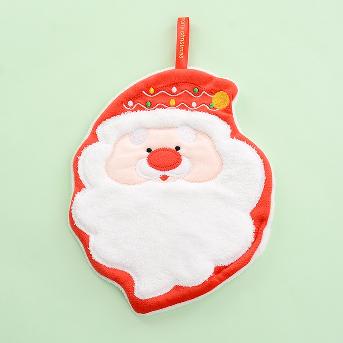 91家纺网 家纺一手货源 找家纺 彩虹毛巾 2025新款珊瑚绒卡通可挂式加厚吸水不掉毛可爱小毛巾厨房洗手间挂巾便携式懒人擦手布-圣诞系列 老人20*25cm 擦手巾/只