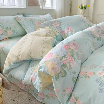 91家纺网 家纺一手货源 找家纺 红粉佳人家纺 2025春夏新款A类全棉纯棉12868纯棉单被套 嫣语花开