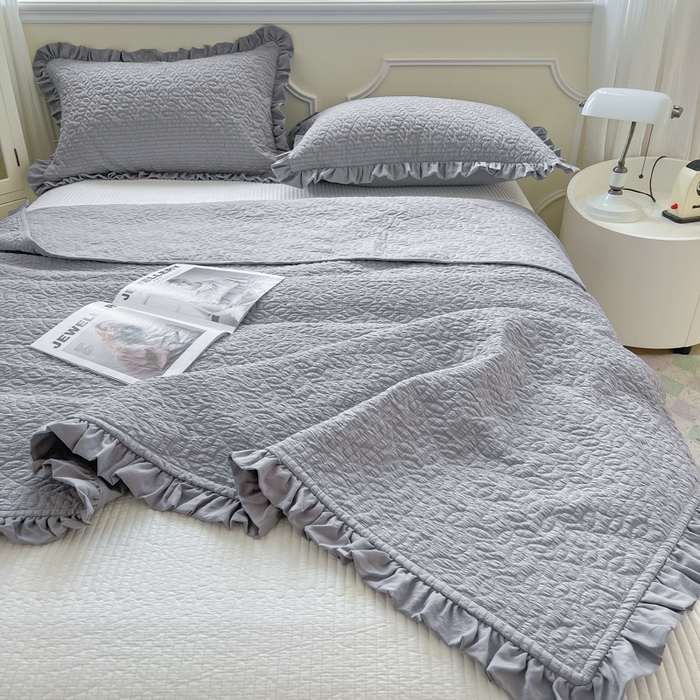 91家纺网 家纺一手货源 找家纺 乐卧家居 2026新款春夏轻氧自然系韩式透气薄款夏被空调被子-曼尼 曼尼-灰色