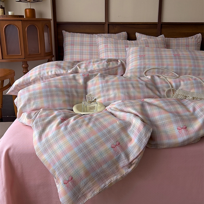 91家纺网 家纺一手货源 找家纺 优品阁  2025新款A类全棉有氧双层纱四件套 彩蝶飞飞