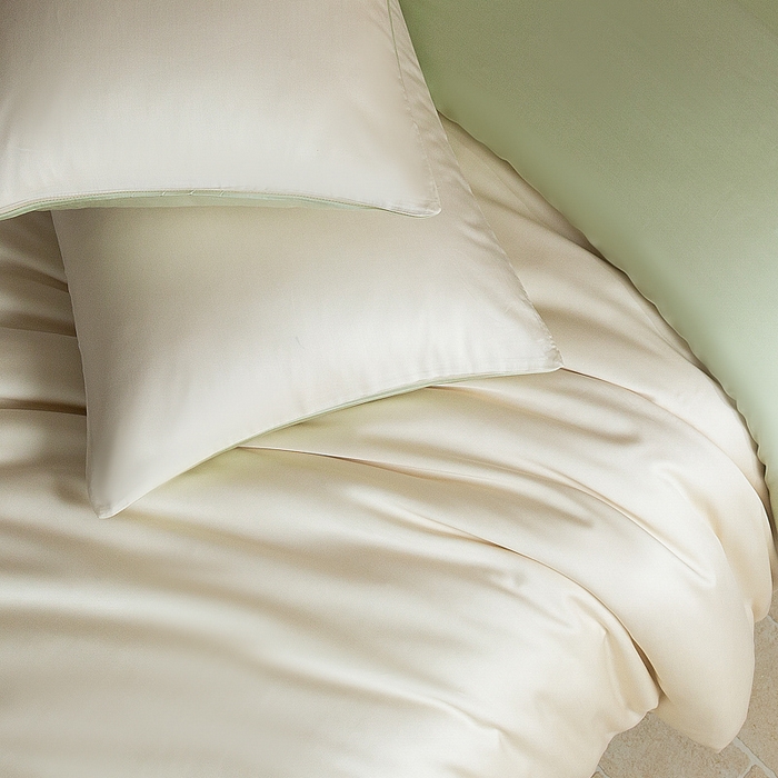 91家纺网 家纺一手货源 找家纺 云栖家居 202560支兰精天丝纯拼色四件套 牛油果绿